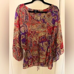 Chaps Size XL Sheer Paisley Blouse